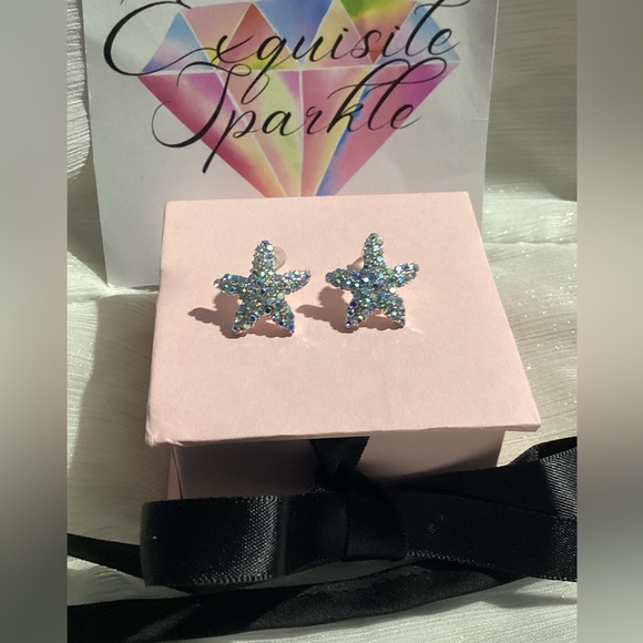⭐️Sparkly Colorful Confetti Sequin Starfish Earrings - Picture 14 of 16